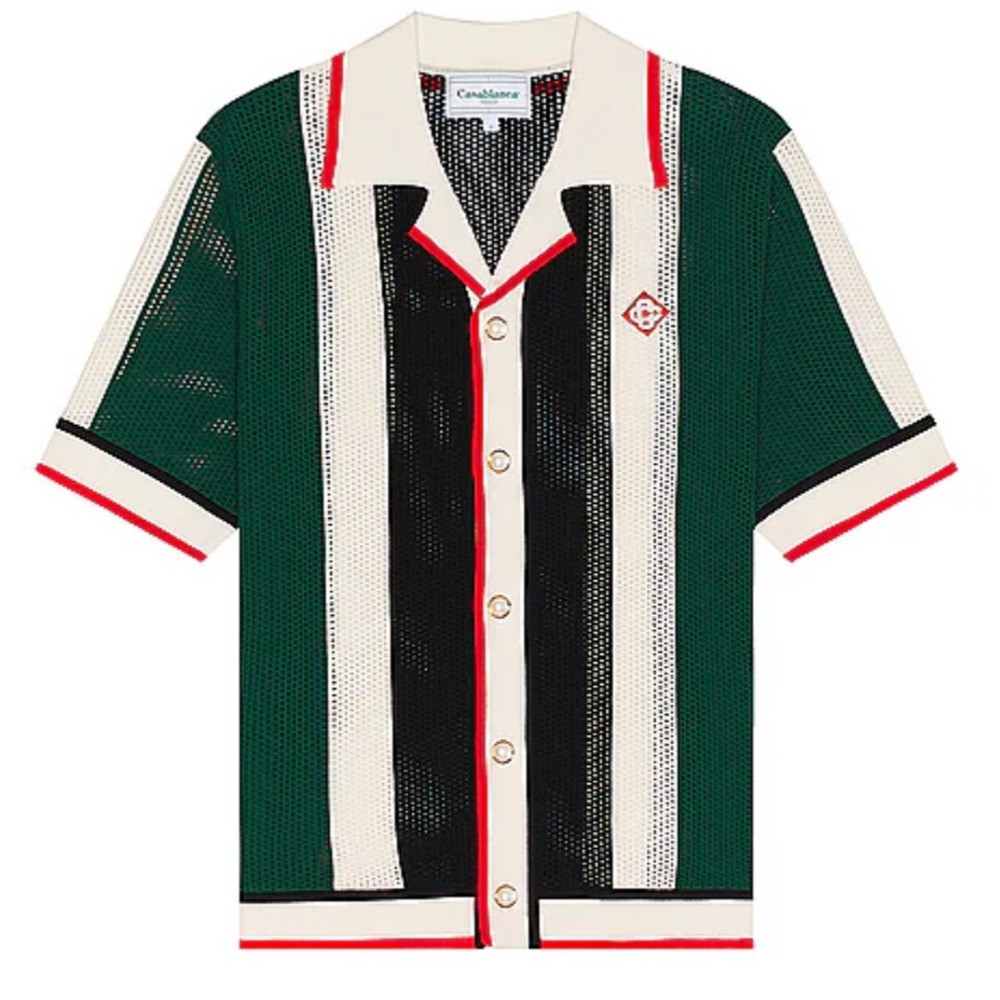 CASABLANCA
Striped Mesh Shirt - Red, Black, White, Green